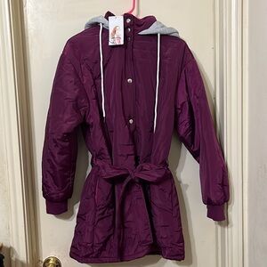 NWT Pretty Garden medium coat  belted with hood